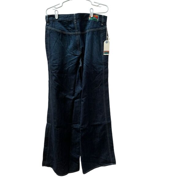 Daily Blue Easy Jeans Women's Wide Leg‎ Flare Dark Wash Denim Pants - Picture 2 of 8